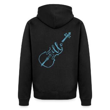 Cello Komponist - Unisex Premium Bio Zip Hoodie - Schwarz - Hinten - Nico (187cm)