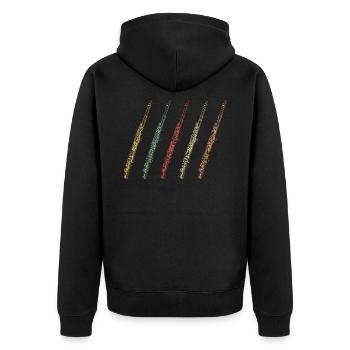 Querflöte - Unisex Premium Bio Zip Hoodie - Schwarz - Hinten - Nico (187cm)