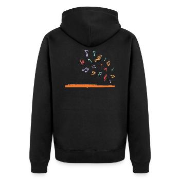 Flöte - Unisex Premium Bio Zip Hoodie - Schwarz - Hinten - Nico (187cm)