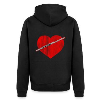 Musique flute passion - Veste à capuche bio Premium Unisexe - noir - Dos - Nico (187cm)