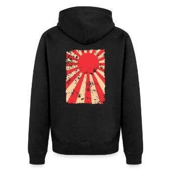 Japan red sun - Unisex Premium Organic Zip Hoodie - black - Back - Nico (187cm)