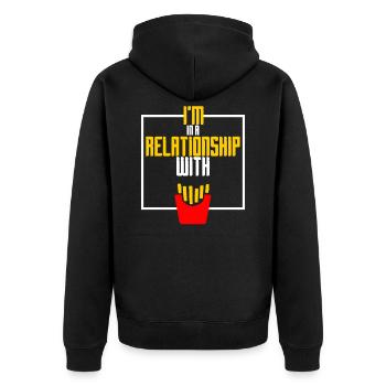 Pommes Liebe - Unisex Premium Bio Zip Hoodie - Schwarz - Hinten - Nico (187cm)