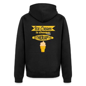 Eiscreme ist billiger als Therapie - Psychologe - Unisex Premium Bio Zip Hoodie - Schwarz - Hinten - Nico (187cm)