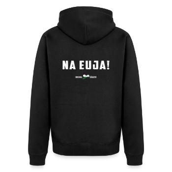 Saxony funny saying - Na Euja! - Saxon - Unisex Premium Organic Zip Hoodie - black - Back - Nico (187cm)