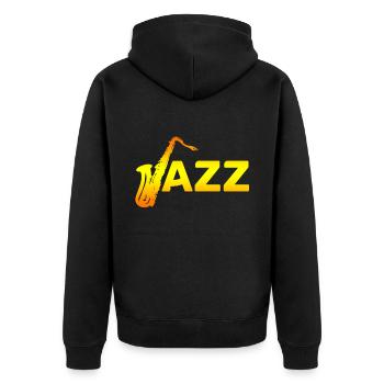 Jazz - Unisex Premium Bio Zip Hoodie - Schwarz - Hinten - Nico (187cm)