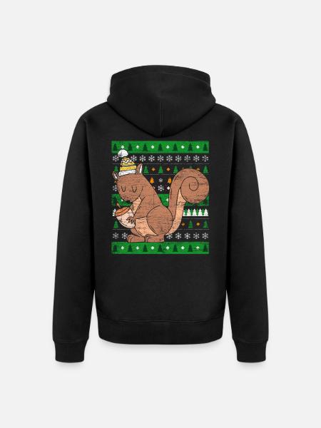 Ugly Christmas Eichhörnchen - Unisex Premium Bio Zip Hoodie - Schwarz