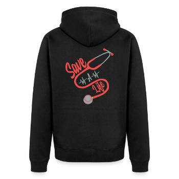Nurse Stethoscope Gift - Unisex Premium Organic Zip Hoodie - black - Back - Nico (187cm)