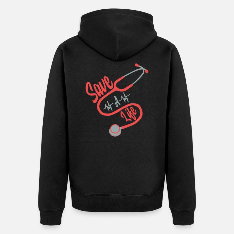 Infirmière stéthoscope cadeau - Veste à capuche bio Premium Unisexe - noir