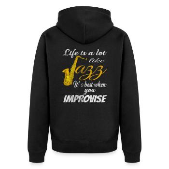 Jazz Vie - Veste à capuche bio Premium Unisexe - noir - Dos - Nico (187cm)