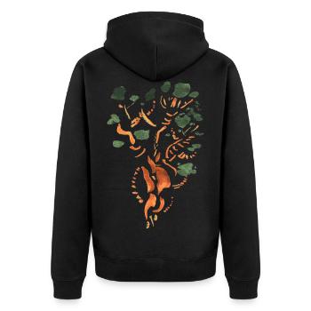 Baum / Bonsai / Tribal - Unisex Premium Bio Zip Hoodie - Schwarz - Hinten - Nico (187cm)
