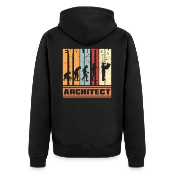 Evolution Architecture - Unisex Premium Organic Zip Hoodie - black - Back - Nico (187cm)