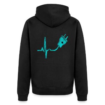 Électricien, battement de coeur - Veste à capuche bio Premium Unisexe - noir - Dos - Nico (187cm)