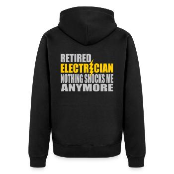 Elektriker Rente - Unisex Premium Bio Zip Hoodie - Schwarz - Hinten - Nico (187cm)