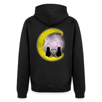 Bis zum Mond - Unisex Premium Bio Zip Hoodie - Schwarz - Hinten - Nico (187cm)