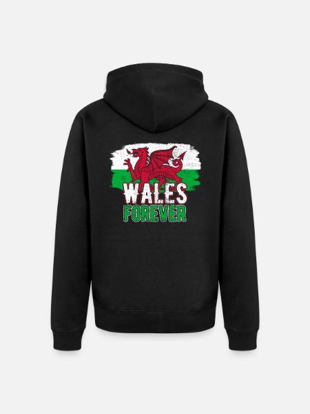 Wales - Unisex Premium Organic Zip Hoodie - black