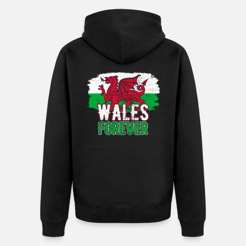 Pays de Galles - Veste à capuche bio Premium Unisexe - noir