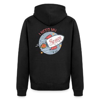 Astronaut Rakete - Unisex Premium Bio Zip Hoodie - Schwarz - Hinten - Nico (187cm)