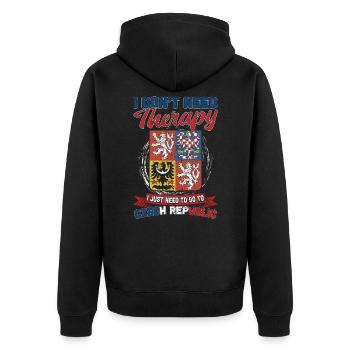 No therapy - only the Czech Republic - Unisex Premium Organic Zip Hoodie - black - Back - Nico (187cm)