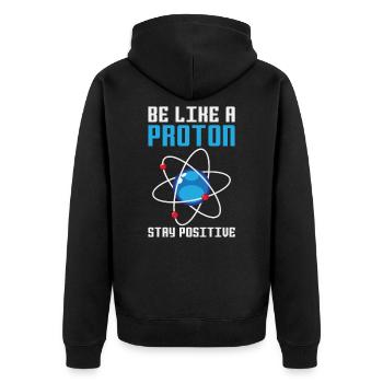 Atomic proton - Unisex Premium Organic Zip Hoodie - black - Back - Nico (187cm)