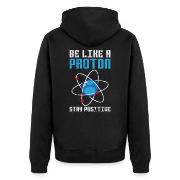 Chemistry Proton Positive - Unisex Premium Organic Zip Hoodie - black - Back - Nico (187cm)