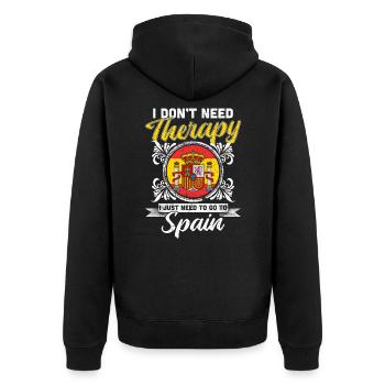 Spanish - Unisex Premium Organic Zip Hoodie - black - Back - Nico (187cm)