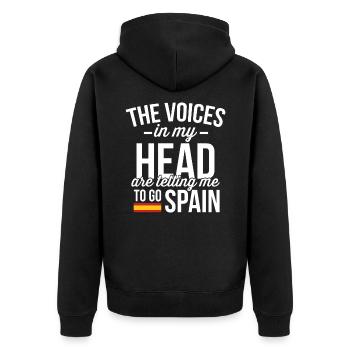 Spanien - Unisex Premium Bio Zip Hoodie - Schwarz - Hinten - Nico (187cm)