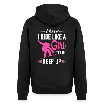 Surf des neiges | Snowboard | fille - Veste à capuche bio Premium Unisexe - noir - Dos - Nico (187cm)