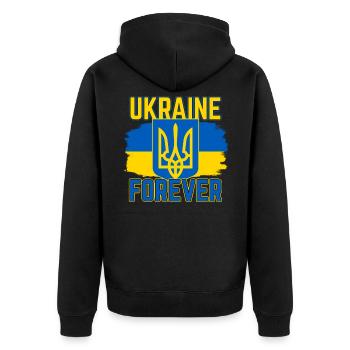 Ukraine - Unisex Premium Bio Zip Hoodie - Schwarz - Hinten - Nico (187cm)
