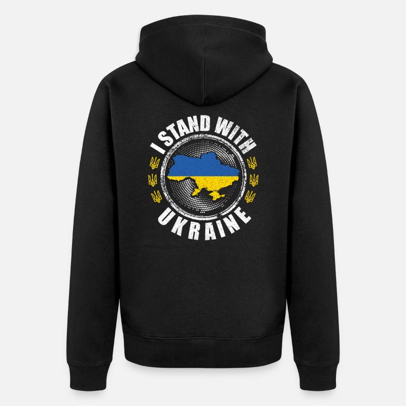 ukrainisch - Unisex Premium Bio Zip Hoodie - Schwarz