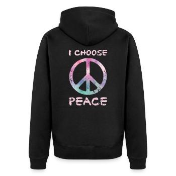 Frieden Geschenk - Unisex Premium Bio Zip Hoodie - Schwarz - Hinten - Nico (187cm)