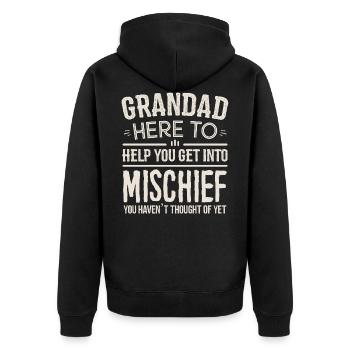 Opa hier, um Sie in Mischief T-Shirt zu bekommen - Unisex Premium Bio Zip Hoodie - Schwarz - Hinten - Nico (187cm)