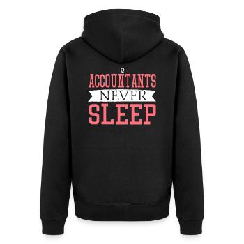 Accountant Never Sleep T-Shirt Lustiger Buchhalter - Unisex Premium Bio Zip Hoodie - Schwarz - Hinten - Nico (187cm)