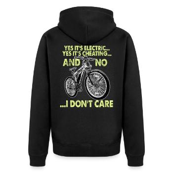 Ebike Pedlec bike - Unisex Premium Organic Zip Hoodie - black - Back - Nico (187cm)