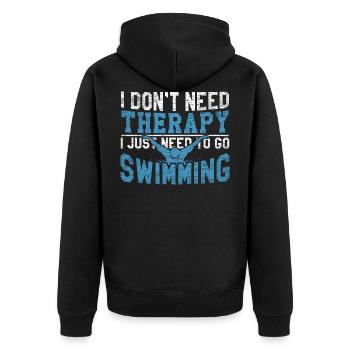 Schwimmen - Unisex Premium Bio Zip Hoodie - Schwarz - Hinten - Nico (187cm)