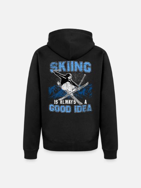 Ski Freeride - Unisex Premium Bio Zip Hoodie - Schwarz