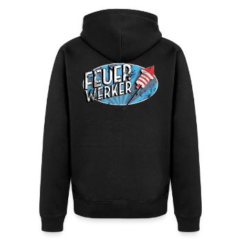feuerwerker 07 - Unisex Premium Bio Zip Hoodie - Schwarz - Hinten - Nico (187cm)