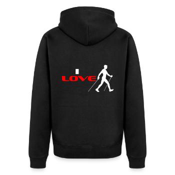 Nordic walking love - Unisex Premium Organic Zip Hoodie - black - Back - Nico (187cm)