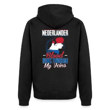 Holland - Unisex Premium Bio Zip Hoodie - Schwarz - Hinten - Nico (187cm)