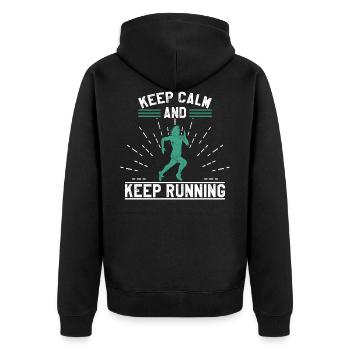 marathon - Unisex Premium Organic Zip Hoodie - black - Back - Nico (187cm)
