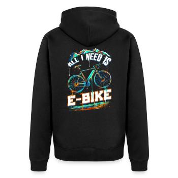 E-Bike E Bike - Unisex Premium Bio Zip Hoodie - Schwarz - Hinten - Nico (187cm)