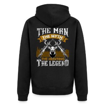 Jagen Jäger Schiessen - Unisex Premium Bio Zip Hoodie - Schwarz - Hinten - Nico (187cm)