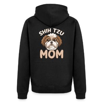 Shih Tzu Mom - Funny Cute Dog Owner Mommy Gift - Unisex Premium Organic Zip Hoodie - black - Back - Nico (187cm)