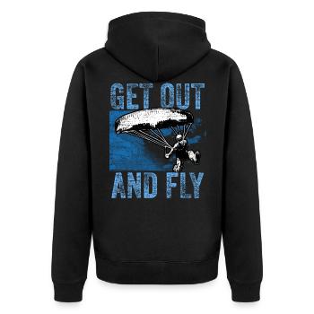 Fallschirm Paragleiter Gleitschirm - Unisex Premium Bio Zip Hoodie - Schwarz - Hinten - Nico (187cm)