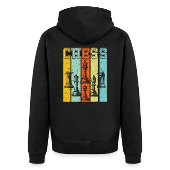 Schach - Unisex Premium Bio Zip Hoodie - Schwarz - Hinten - Nico (187cm)
