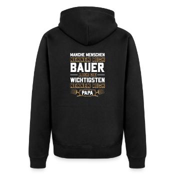 Bauer Landwirt Vater Papa Traktor Kuh Geschenk - Unisex Premium Bio Zip Hoodie - Schwarz - Hinten - Nico (187cm)