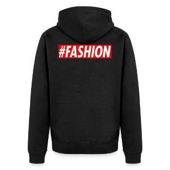 #Fashion - Unisex Premium Organic Zip Hoodie - black - Back - Nico (187cm)