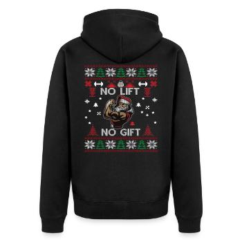 No Lift No Gift Fitness Weihnachten Geschenk Gym - Unisex Premium Bio Zip Hoodie - Schwarz - Hinten - Nico (187cm)