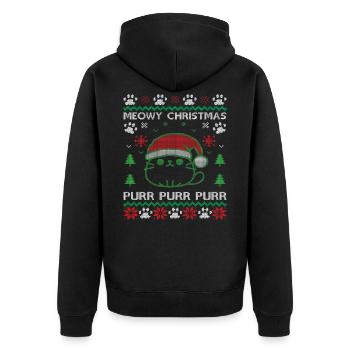 Miaou noël noël pull moche chats - Veste à capuche bio Premium Unisexe - noir - Dos - Nico (187cm)
