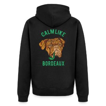 Mastiff Französische Dogge Bordeaux Dogge - Unisex Premium Bio Zip Hoodie - Schwarz - Hinten - Nico (187cm)