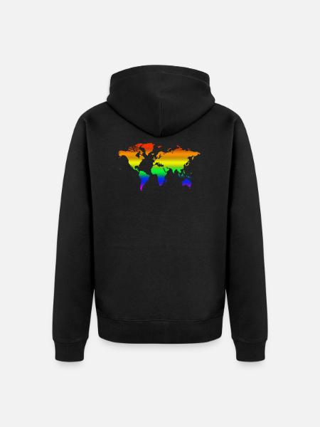 Rainbow World - Unisex Premium Organic Zip Hoodie - black